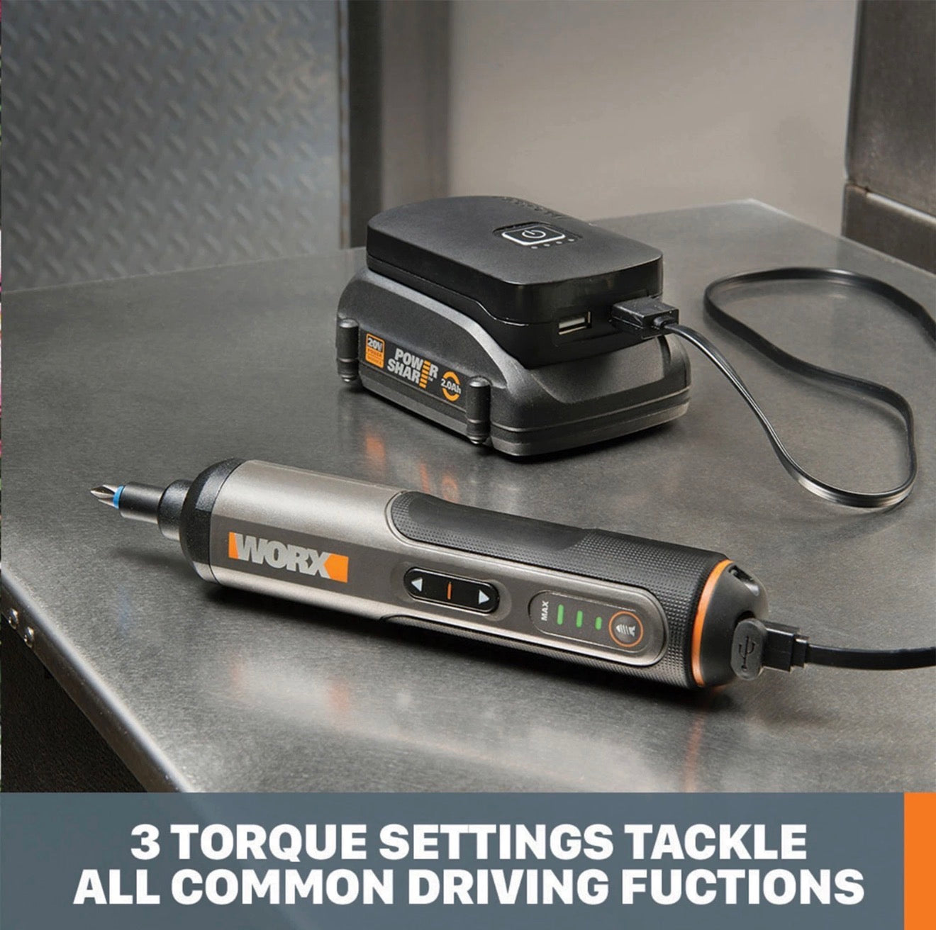 WORX 4V Cordless Electric Screwdriver Kit USB Rechargeable with 12 Bits & Storage Case