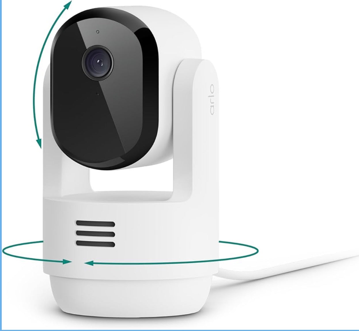 Arlo Essential 2K Indoor Security Camera (2025) – Pan & Tilt, Smart Motion Tracking, Person & Pet Detection, 6-Month Secure Plus Included