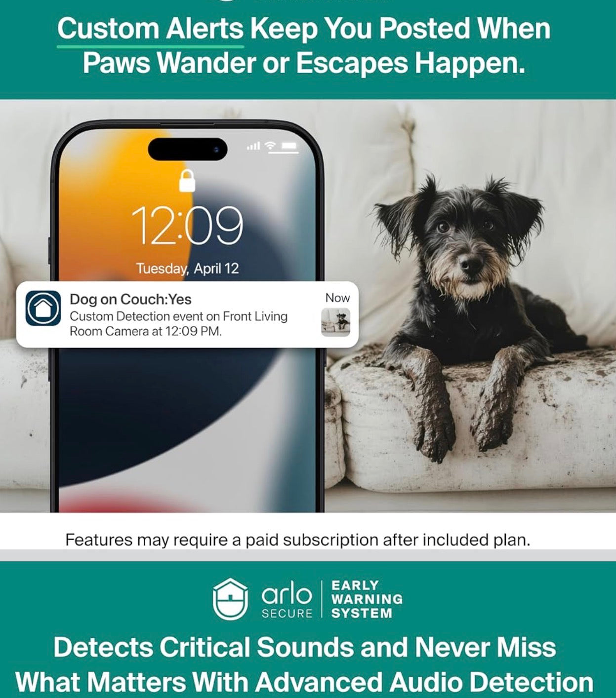 Arlo Essential 2K Indoor Security Camera (2025) – Pan & Tilt, Smart Motion Tracking, Person & Pet Detection, 6-Month Secure Plus Included