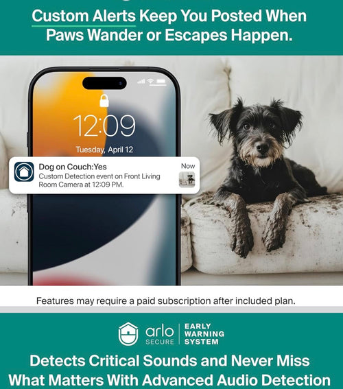 Arlo Essential 2K Indoor Security Camera (2025) – Pan & Tilt, Smart Motion Tracking, Person & Pet Detection, 6-Month Secure Plus Included